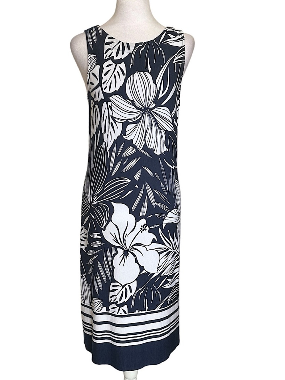 Tommy Bahama Women’s Mahana Beach Sheath Dress Navy Blue White Floral Size M
